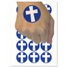 Cross Angled Christian Church Religion Temporary Tattoo Water Resistant Fake Body Art Set Collection - 54 1" Tattoos (1 Sheet)