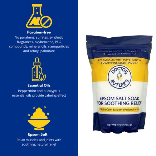 Doctor Butler’s Epsom Salt Soak – Sitz Bath Salts for Hemorrhoids Relief for Men and Women, Soothes and Provides Natural Relief Associated with Hemorrhoids (32 oz)