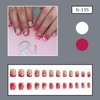LBPEPAMZ White Hibiscus Flower Press on Nails Medium Square False Nails Nude Pink Glue on Nails Spring Summer Fake Nails Glossy Full Cover Fake Nails Kit for Women Daily Wear 24Pcs