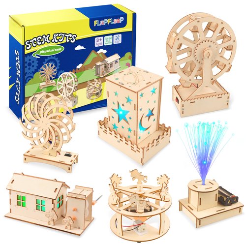 6-in-1 STEM Kits for Kids, STEM Science Kits for Girls and Boys, Educational STEM Toys Wood Building Crafts Kits, Ideal Christmas Birthday Gifts for Kids Age 8-12