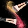 KINGMAS Foundation Makeup Brush, Premium Kabuki Brush, Double-Ended Contour Brush (Flat/Angled Round Top) for Blending Liquid Powder Concealer Cream Blush Makeup Brush