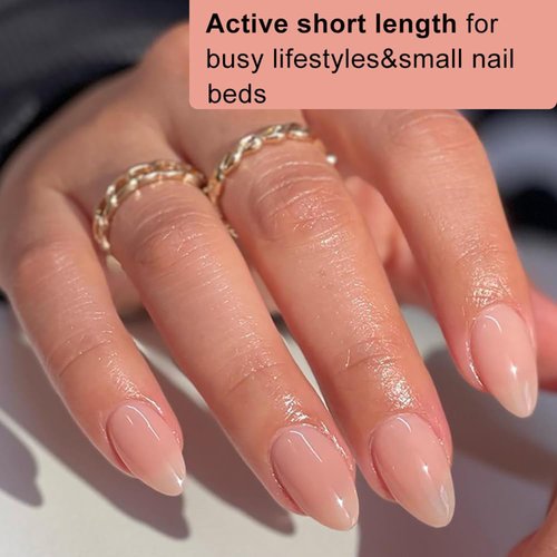 SINOKAME 600pcs Extra Short Almond Nail Tips, Improved Pre-etched XS Small Almond Full Cover Fake Nails for Tiny Small Petite &Average Nail Beds, Clear Gel Press on Nails Short for Nail Extensions