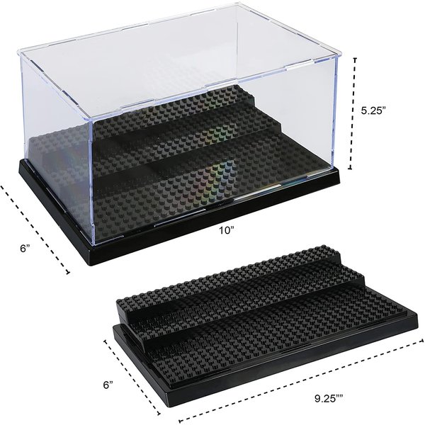 JDS Toy Store Acrylic Display Case for Brick Figures| 10 x 5.4 x 6.1 | Figure Display Case in Black