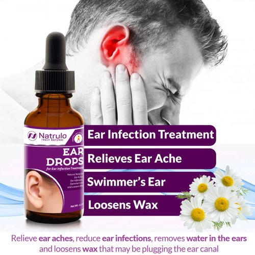 Natural Ear Drops for Ear Infection – Homeopathic Eardrops for Adults, Kids, Baby, & Pets – Relieves Ear Aches, Swimmer's Ear, & Loosens Wax – Kids Safe Ear Health Made in USA