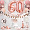 60th Birthday Decorations Retro Pink Rose Gold,60th Birthday Balloons,Happy 60th Birthday Banner with Cake Toppers Rose Gold Number 60 Balloons Confetti Balloons for Women Birthday Party Decorations