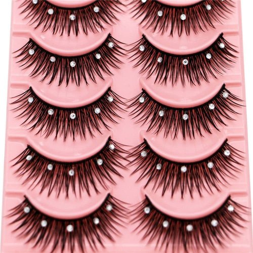 Andy's Orchids Diamond False Eyelashes, Thick Long Eye Lashes, Eye Extension, Rhinestone Fuffy Thick Long Eye Lashes Dramatic Volume 2 Boxes(20pcs)