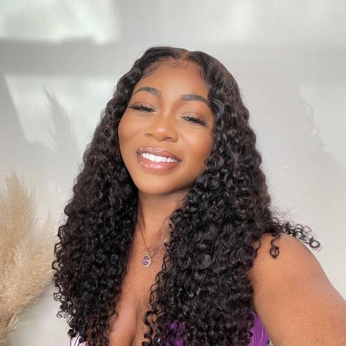 Deep Wave Lace Front Wigs Human Hair Wigs for Black Women Curly Human Hair Wigs Wet and Wavy Lace Front Wig Human Hair Glueless Wigs Human Hair with Baby Hair 150% Density(Natural Color, 18 Inch)