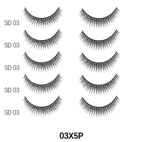 Laflare Premium Silk Lashes 3D Faux Mink Eyelashes Multipack, Light, Natural Looking, Professional Easy to Apply Eyelashes in a Knitted Style 5 Pairs Value Pack (03X5P)