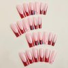 BABALAL Square Press on Nails Long Fake Nails Red French Glue on Nails Spider Design Acrylic Nails 24Pcs Squoval Manicure Artificial False Nails for Women and Girls