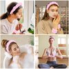WHAVEL Spa Headband and Wristband Set, Puffy Headband for Washing Face Terry Cloth Face Wash Headband Skincare Wrist Bands Women Girls (Pink)