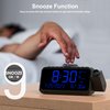 Projection Alarm Clock for Bedroom with Weekday/Weekend Mode,Digital Clock with 350° Projector,5-Level Dimmer,Adjustable Volume,Temperature & Humidity Monitor,Calendar,Snooze,12/24H,DST,Battery Backup