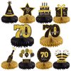 Gexolenu 10 Pcs 70th Birthday Honeycomb Centerpieces Gold Black Cheers to 70 Years Birthday Centerpieces Tables Toppers for 70th Birthday Decorations 70 Fabulous Birthday Party Decorations Supply