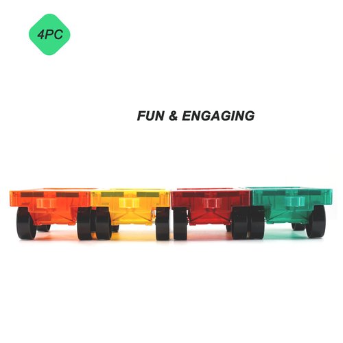 NEOFORMERS Magnetic Cars 4-Piece Magnetic Construction Set, Truck Kit Toy with Stronger Magnets 4 Set Cars