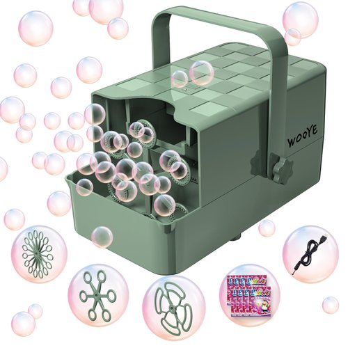 Bubble Machine, Make Big/Medium/Small Bubble, Outdoor Bubble Blower Machine for Pet Toddler Kid, Electric Bubble Maker Powered by Plugin/Battery for Wedding Birthday Party(Green)