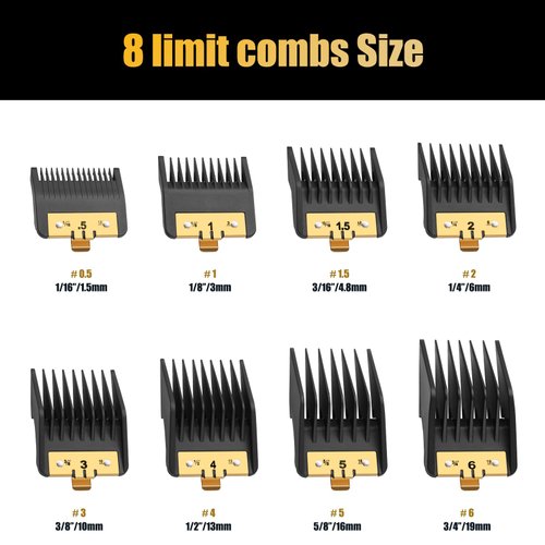 VALLNEI 8PACK Premium Metal Clipper Guards Compatible with BaByliss Barberology FX825, FX870, FX880, and FX673 Clippers,Trimmer Replacement Guards for Babyliss Clippers,Black