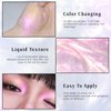 HOSAILY Liquid Glitter Eyeshadow, Shimmer Chameleon Holographic Metallic Multichrome Highlighter, Long Lasting Waterproof White Purple Eye look, Sparkling Quick Dry Face Eye pigmented Makeup 04