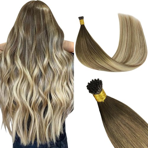 GOO GOO I Tip Hair Extensions Real Human Hair, 16inch 50g 100S, Cold Fusion I Tip Hair Extensions...
