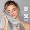 2 Pack Microfiber Hair Towel Wrap for Women - Hair Wrap Towels - Plopping Towel Curly Hair Turban Drying with Elastic Band, Thick, Super-Absorbent, Safe and Hygienic Without Odor (Gray & White)