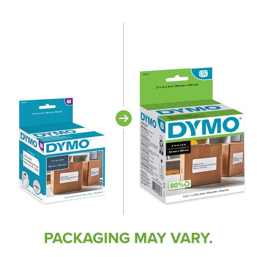 DYMO Authentic LW Shipping Labels, DYMO Labels for LabelWriter Label Printers, 2-1/8" x 4", 1 Roll of 220
