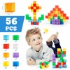 TENYEAH 56 PCS Magnetic Blocks, Transparent Magnet Building Blocks for Toddlers, Preschool Educational Construction Kit, Sensory Montessori Autism Toys for Kids Girls Boys 3+