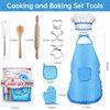 Kids Cooking and Baking Set,11 Pcs Kids Aprons for Girls,Chef Costume Set,Includes Kids Apron and Chef Hat,Mitt & Cooking Cutters,Toddler Chef Role Play Cooking Toys Gifts for Girls Ages 3-8 (Blue)