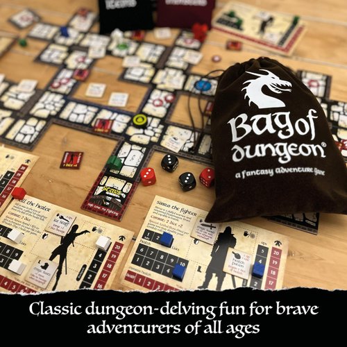 Bag of Dungeon - A Popular Fantasy Crawler Adventure Board Game | Enter The Dragon's Lair | 1-4 Players | Age 7+ | Simple-to-Play | Best Travel & Family Games | Tabletop RPG | Classic Gaming