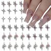 40Pcs Silver Star Nail Charms, 3D Stars Nail Art Charms for Acrylic Nails Shiny Alloy Crystal Star Nail Gems Nail Jewels Star Nail Rhinestones Nail Art Supplies for Women and Girls DIY Nail Decor