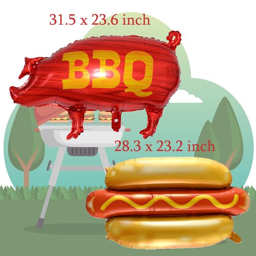 10Pcs Picnic BBQ Party Balloons Hamburger Hot Dog Ketchup Mustard Bottle Balloons for BBQ Picnic Cookout Summer Birthday Baby Shower Party Decorations Supplies
