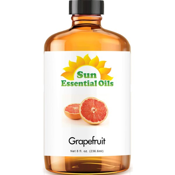 Sun Essential Oils 8oz - Grapefruit Essential Oil - 8 Fluid Ounces - Grapefruit Oil - Aromatherapy Oils - Grapefruit Oil Bulk