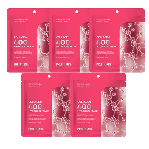 PS.PRETTYSKIN Hydrogel Overnight Collagen Korean skin care Sheet Mask (Pack of 5) with 400 Dalton Low Molecular Collagen + Panthenol for Calming, Moisture, Elasticity