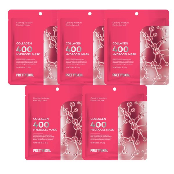 PS.PRETTYSKIN Hydrogel Overnight Collagen Korean skin care Sheet Mask (Pack of 5) with 400 Dalton Low Molecular Collagen + Panthenol for Calming, Moisture, Elasticity
