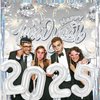 HOWAF New Years Decorations 2025 Happy New Year Decorations, Silver New Years Backdrop 2025 Happy New Year Banner Foil Fringe Curtains Tnsel Backdrop 2025 Balloons for NYE Decorations 2025