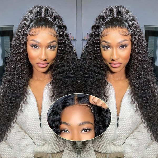 Vipeony 28 Inch 5X5 HD Lace Closure Wigs Human Hair Wear and Go Glueless Wigs Human Hair Pre Plucked Pre Cut 180% Density Deep Wave Lace Front Wigs Human Hair for Women with Bady Hair Deep Curly Wig