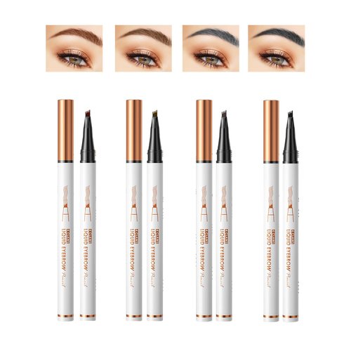 Eyebrow Pencil with 4 Fork Tip - 3D Microblading Eyebrow Tattoo Pencil - Microblading Eyebrow Pen - Waterproof Eye Brow Pencils - Eyebrow Eye Makeup Long-Lasting Waterproof Natural (4Pcs（#1234）)