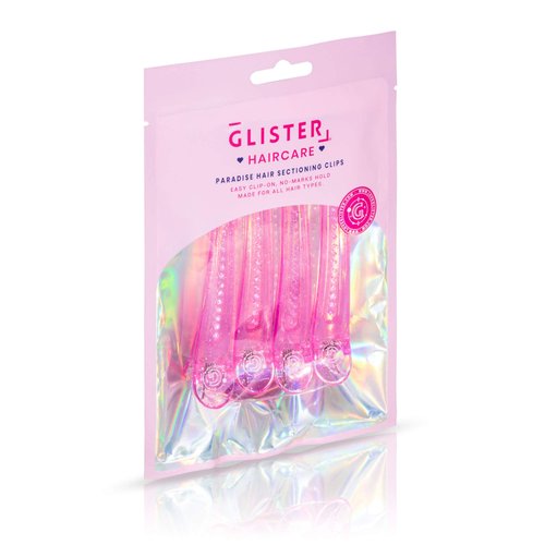 Glister Paradise Hair Sectioning Clips - Professional Styling Clips for Sectioning and Clips for Hair (4-pack, Pink)