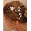 Jumwrit Bride Pearl Crystal Hair Pins Wedding Hair Pins for Bridesmaids Handmade Pearl Hair Pins 3Pcs Bridal Leaf Headpieces Wedding Hair Accessories for Women Girls（Gold）