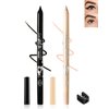Black Nude Gel Eyeliner Pencil-2Pcs Multi-Use Colored Gel Eye Liner Waterline Pen,Long Lasting Waterproof Smudge-proof Water Line Pencil,Professional Eye Makeup for Older Women with Sharpener-01+03