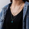 TseanYi Boho Teardrop Turquoise Neckalce Layered Turquoise Pendant Neckalce Silver Bar Pendant Necklace Vintage Layering Turquoise Water drop Necklace Jewelry for Women