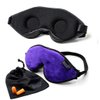 Dream Essentials, Escape 3D Sleep Mask, Earplugs, Carry Pouch Set, Molded Eye Shade, Men and Women, Contoured, Nose Bridge, Light Block, Memory Foam, Gift Set, Travel, Yoga, Blindfold, Deep Purple