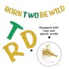 RoadSea Born Two Be Wild Banner - Boy Girl Kid 2nd Birthday Party Supplies - Baby Shower Idea and Gift - Two Years Old Birthday Party Decorations - Gold Glitter