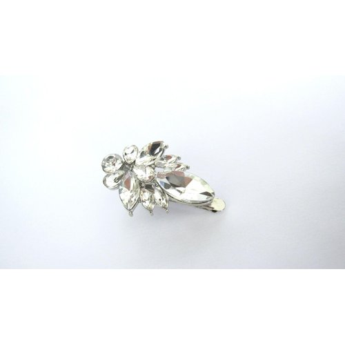 Small clear crystal cluster alligator hair clip for fine thin hair