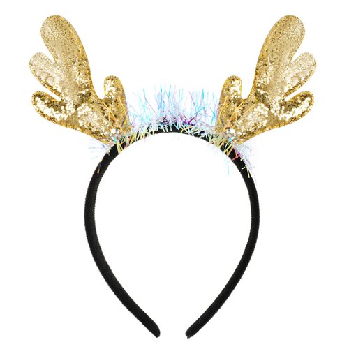 hoyuwak Deer Antlers Headband Christmas Headbands Sequin Reindeer Ears Animal Ears Headwear Headpiece Hair Accessories Party Favors Set for Women Men Adults Kids Holiday Xmas Costume