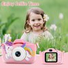 Kids Camera, Christmas Birthday Gifts for Kids, Toddler Camera Toys, 3 4 5 6 7 8 9 Year Old Girl Gifts, Camera for Kids, Multifunctional Digital Camera with Soft Silicone Shell, 32GB Card (Pink)
