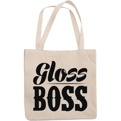 12oz Canvas Tote Bag - Gloss Boss, Lip Gloss Lover, Collector or Enthusiast Quote - Beauty Themed Merch for Makeup Artist or Cosmetologist, Gift for Makeup Lovers & Beauticians