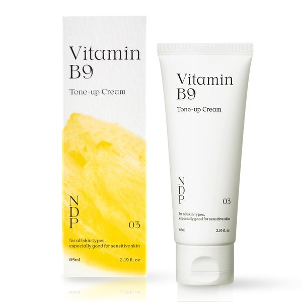NATURAL DERMA PROJECT Makeup Primer Vitamin B9 Cream for Glowy Skin (65ml / 1.69 Fl Oz) Tone Up, Glass Skin, Dewy Radiance, Niacinamide, NDP