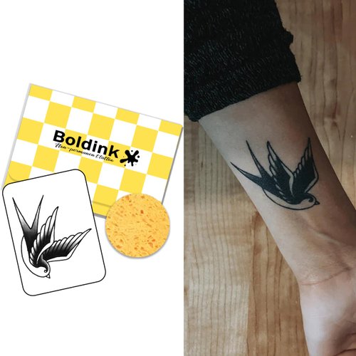 Boldink Temporary Tattoos, semi permanent tattoos, 15-day long lasting tattoo sticker, waterproof and anti-reflective, unique design（Bird 4）