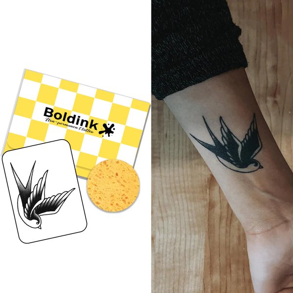 Boldink Temporary Tattoos, semi permanent tattoos, 15-day long lasting tattoo sticker, waterproof and anti-reflective, unique design（Bird 4）