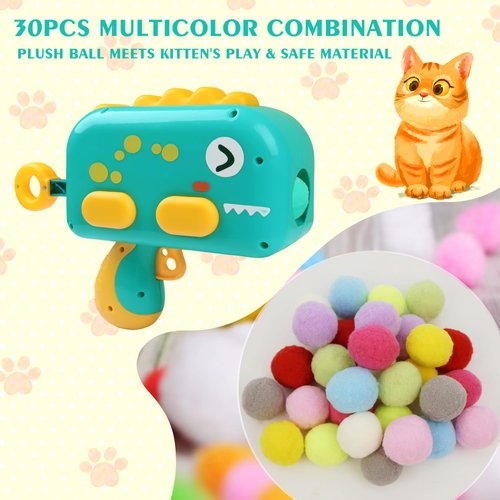 Mewlmart Cat Toys Interactive for Indoor Cats Kitty Toys Cat Toys for Indoor Cats Cat Ball Toy Velcro Sticky Balls Launcher for Cats Balls Cat Enrichment Toys1.2IN 12 Balls