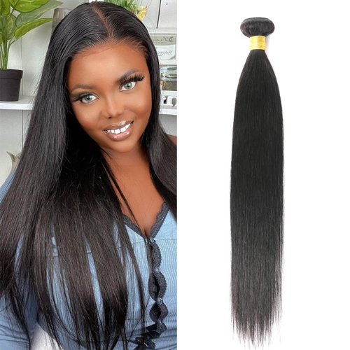 DaiMer 10 Inch Straight Hair Bundles Brazilian Virgin Human Hair Bundles 100% Unprocessed Virgin Remy Straight Weave Bundles Human Hair Extensions Natural Black Color