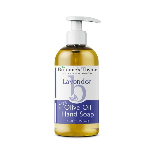 Brittanie's Thyme Organic Natural Hand Soap, 12 oz (Lavender) Castile Soap Made Olive Oil And Natural Luxurious Essential Oils. Vegan & Gluten Free
